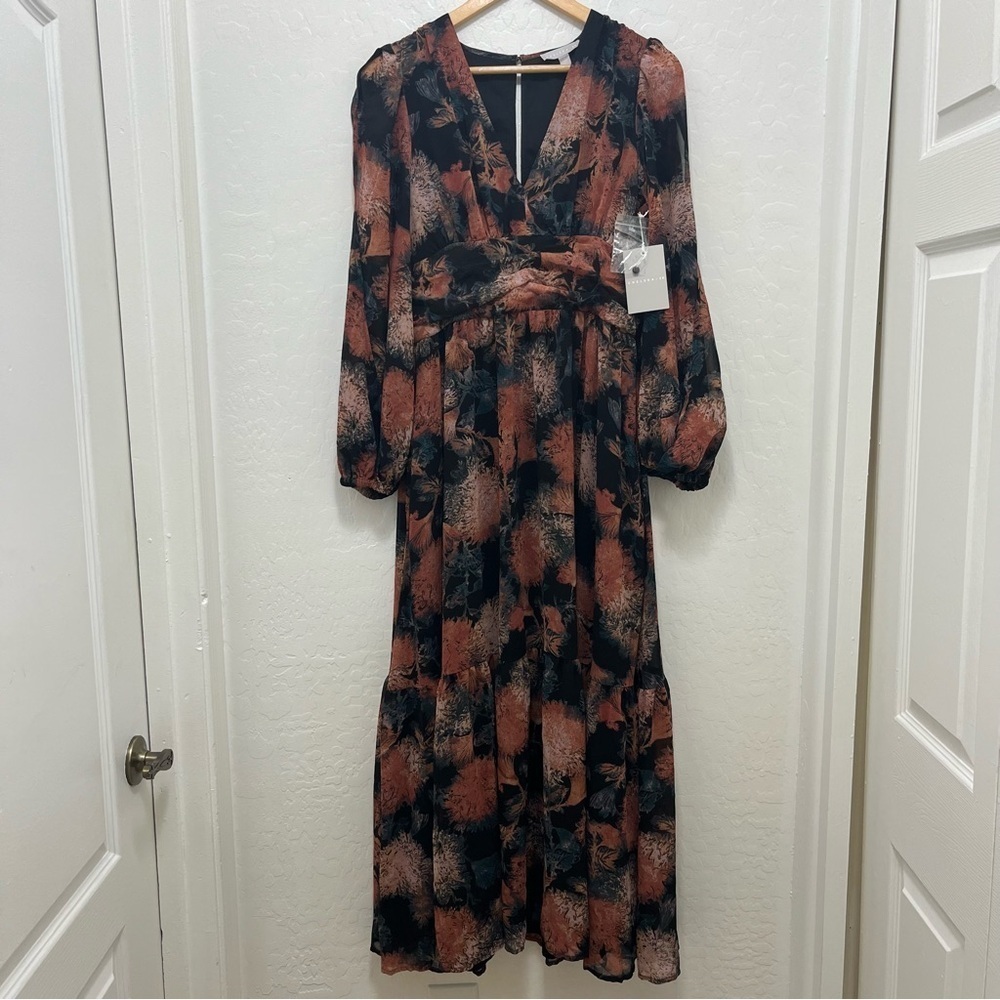 Chelsea28 Split Long Sleeve Tiered Dress Size S - Picture 3 of 8